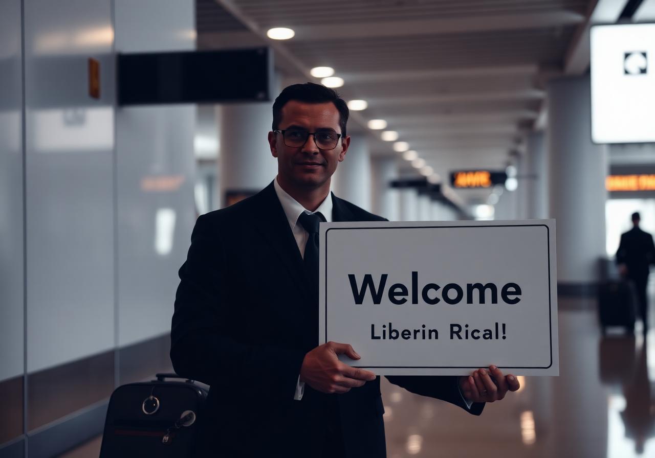 Black Car host welcoming a guest at Guanacaste Airport (LIR) arrivals